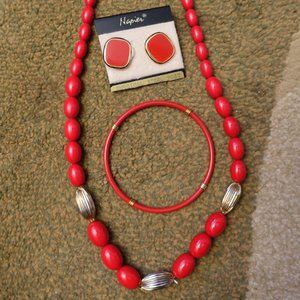 Vintage Red Statement Jewelry Set